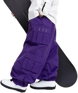 SNOWVERB Womens Mens Baggy Waterproof Snowboarding Pants Unisex Snow Cargo Warm Insulation Ski Pants (X-Small, Purple)