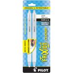 Pilot FriXion Ball Clicker Erasable Gel Ink Retractable Pen, Extra Fine Point, 0.5mm, White Barrel, Black Ink, 2 Pack