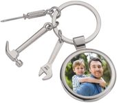 EAQ Custom Dad Keychain with Photo, Personalized Photo Keychains with Screwdriver Wrench Hammer Laser Engraved Text for Daddy Papa Fathers Day Birthday Gifts