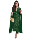 GoSriKi Women's Rayon Blend Straight Printed Kurta with Pant & Dupatta (TURAE Green-GS_L_Green_Large)