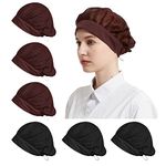 6 Pack Adjustable Chef Cap Mesh Cooking Hats Food Service Hair Nets Kitchen Net Reusable Restaurant Beanie …, 3 Coffee+3 Black Sweatband Elastic, One Size