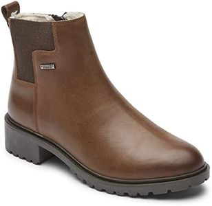 Rockport Women's Ryleigh Gore Chelsea Waterproof Boot, Brown Leather Waterproof Warm Lined, 7