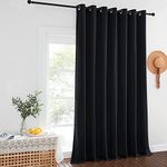 NICETOWN Black Out Blinds for Sliding Doors - Extra Wide Heat Blocking Patio Glass Door Drape, Room Divider Curtain for Apartment (Black, 100 inches Width x 108 inches Length)