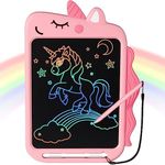 ScriMemo Unicorn Toys for 2 3 4 5 6 Years Old Girls Gifts, LCD Writing Tablet 10 inch Doodle Board, Colorful Electronic Drawing Pad Gifts for Kids Educational Learning Travel Christmas Birthday –Pink