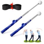 Rpiuago Retractable Golf Swing Training Aid, Right-Handed Golf Swing Trainer with Click Feedback, Tempo Stick Golf to Improve Strength & Tempo with Arm Band, Ideal for Beginners, Indoor & Outdoor Use