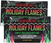 Holiday Flames (Box of 25) Creates Vibrant, Rainbow Colored Flames, Transform Any Wood Burning Fire into Neon Colored Fire - Indoor & Outdoor