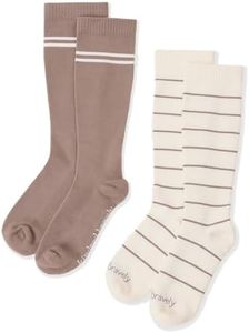 Kindred Bravely Compression Socks 2-Pack | Graduated Compression Socks for Circulation Pregnancy Travel (Taupe & Ivory, Small)