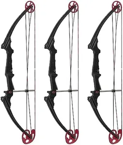 Genesis Archery Compound Bow w/Adjustable Draw Length from 15"-30" & Adjustable Draw Weight Range of 10 to 20 Pounds for Left-Handed, Black (3 Pack)