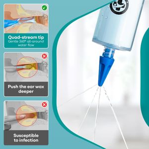 Medi Grade Large Ear Wax Removal Syringe Kit – 3 Quad-Stream Tips, 60ml