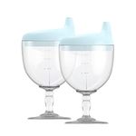 KFT Toddler Sippy Cup - Plastic Wine Glass Goblet Beverage Mug Milk Bottle with Lid for Kids on Birthday Party Celebration (2, Blue)