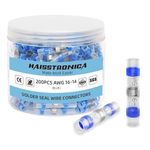 (AWG 16-14 Blue, 200) - haisstronica 200PCS Solder Seal Wire Connectors,Waterproof Wire Connectors, Heat Shrink Butt Connectors for Watercraft,Electrical,Electronics 16-14 Blue