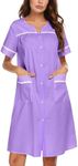 Ekouaer Sleepwear Womens Snap Front