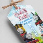 Thomas - The Train Theme Thank You Cards & Return Gift Tags - 30Pcs, 2x3.5, 250 GSM Cardstock, Green & Black (Thomas - The Train)