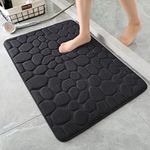 HomeCloud Memory Foam Bath Mat Bathroom Rugs Super Water Absorbent Anti-Skid Bath Mats For Bathroom Machine Washable, 12Mm Thickness (Standard, Hm_Stone_New_Black, Rectangular)