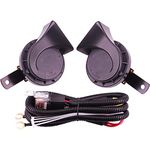 AOLIHAN Horns,Train Horn for Car,Boat Horn 12v Waterproof Loud,Truck Horn Kit for Car Motorcycle Pickup RV SUV MPV Van (black horn with wire)