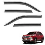 COSMOGEAR Car Compatible Wind Deflectors Rain Guard Door Visor for MG Hector (2019-2022 Model) - Chrome Lined, Polycarbonate, Smoke, Set of 4 Pcs