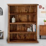 RSFURNITURE Sheesham Wood Wall Book Shelf for Living Room Honey Finish