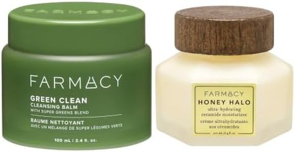 Farmacy Cleanse & Hydrate Essentials Duo - Green Clean Waterproof Makeup Remover Balm + Oil Cleanser for Face (100ml), Honey Halo Ultra Hydrating Facial Moisturizer with Buckwheat Honey (100ml)