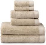 Welhome Madison Bathroom Towels | 6 Piece Set | Innovative Hygro-Cotton Technology | 2 Bath Towels 2 Hand Towels 2 Washcloths | Soft & Highly Absorbent | Quick Dry | Sustainabe | Almond Beige