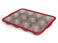 Aichoof 12 Cup Silicone Muffin Tray, Non-Stick Muffin Tins Baking Mould, 12 Holes Muffin Mould,Muffin Pan(Red-Translucent Grey)