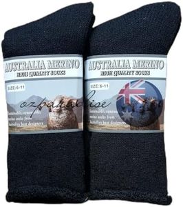 6 PAIRS 6-11 HEAVY DUTY AUSTRALIAN MERINO EXTRA THICK WOOL WORK SOCKS (BLACK)