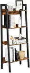 VASAGLE Bookshelf, 4-Tier Bookcase, Ladder Shelf for Home Office, Living Room, Bedroom, Kitchen, Rustic Brown and Ink Black ULLS054X01