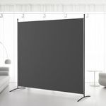 Kokorona 1 Panel Room Divider, 6FT Tall Folding Privacy Screen Wall Dividers, Portable Privacy Screen Freestanding Room Divider for Room Separation, Grey, 180cm Lx 180cm W