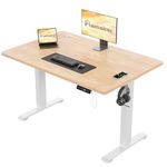 Flamaker Electric Standing Desk 120x80cm,72-118cm Height Adjustable Desk with Cable Managemnt Tray, Sit Stand Memorry Office Desk with Headphone Hook, Beige