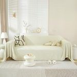 HANDONTIME White Sofa Cover 71" X150" Chenille Couch Cover for Dogs Beige Sofa Slipcover Patio Sofa Cover Outdoor Sofa Cover for Sectional L Shaped Couch Universal Sofa Cover