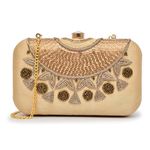 For The Beautiful You Neck Embroidered Women's Clutch (Gold)