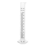 100ml Plastic Graduated Cylinder Beaker - 100ml Science Measuring Test Tube Flask, 2-Sided Marking - Black and Raised Graduation Lines, Pour Spout