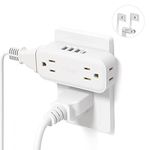 TROND USB C Multi Plug Outlet Extender, Flat Wall Outlet Splitter Indoor, 4 Widely Tap Plug 4 USB Charging Port (1 USB C), Small Cruise Ship Travel Essentials, Electrical Adapter for Home Office Hotel