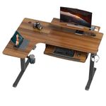 EUREKA ERGONOMIC Electric Standing Desk with Keyboard Tray 155x110cm Ergonomic L Shaped Height Adjustable Dual Motor Sit Stand Corner Computer Gaming Desk With Monitor Stand Easy Assembly Walnut left