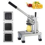 COVOZAMA Commercial Grade French Fry Cutter Fruit Vegetable Potato Slicer,Quick Cut Effect Stainless Steel Potato Cutter,Chopper Vegetable Fruit Dicer with 1/2", 3/8", 1/4"(Machine + 0.55 inch cutter)