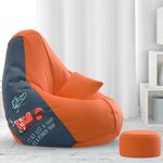 Pi Bean Bags with Beans Filled 5XL VibeBoost Premium Bean Bag with Free Cushion and Footrest - Official : Snooze Squad Combo (Matching Color : Regular, Power Nap - Indigo Orange)