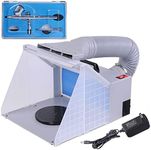 AW Airbrush Spray Booth Kit with Dual Action Airbrush LED Light 0.3mm Hose Painting
