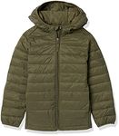 Amazon Essentials Boys' Light-Weight Packable Hooded Puffer Jacket, Dark Olive, 3T