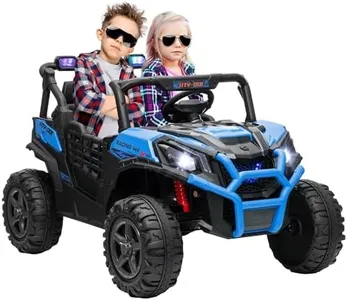 Qaba 24V 2 Seater Ride on Car, Electric Off-Road UTV Truck w/Parent Remote Control, Music, Lights, Ride on Toy for Kids Ages 3-8, Blue