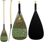 Z&J SPORT Outrigger Canoe Paddle, Tahiti Hybrid OC Paddle with Graphics Carbon Blade and Wood Bent Shaft 12 Degree (RU102,49")