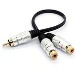 HTGuoji RCA Splitter Cable 1 RCA Mono Male to 2 RCA Phono Female Y Adapter Cord, 0.3 Metre