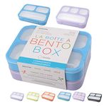 Bento Lunch Boxes Snack Containers | Leakproof Portion Lunch-Box Set for Kids Boys Girls Adults Lunches | BPA Free Microwave and Food Safe | Blue Purple Large 2 Pack