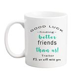 Qsavet Funny Farewell Gift for Friend, Good Luck Finding Better Friends Than Us Mug, Retirement Gift, Friend Leaving Gifts, Novelty Coffee Mug Good Bye Gift for Colleagues, Friends - 11oz