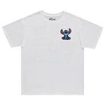 Disney Ladies Lilo and Stitch Shirt - Ladies Classic Lilo and Stitch Embroidery Tee Lilo and Stitch Front and Back T-shirt, White, Large