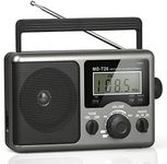 Portable AM FM Shortwave Radio,Battery Operated Radio by 4D Cell Batteries or AC Power Transistor Radio with LCD Display,Time Setting,3.5mm Earphone Jack,Big Speaker,High/Low Tone for Home,Gift