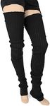 Foot Traffic Women's Cable-Knit Leg Warmers (Black, Super Long)