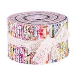 SM SunniMix 36 Pieces Jelly Fabric Roll 2.5 Inch Roll up Fabric Quilting Strips Floral Printed Craft Fabric Bundle Precut Patchwork with Assorted Patterns, Floral