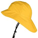 AWHA Souwester, Rain Hat - Waterproof Cap with Wide Brim and Earflaps, Yellow, One Size