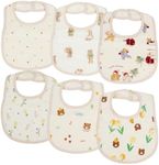 ROMASA Muslin Baby Bibs,Cotton Baby Bandana Drool Bibs for Child,Absorbent Newborns Infant Burp Cloths for Teething Drooling (U-shaped 6-PACK03)