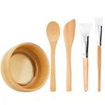 MWOOT DIY Facial Mask Bowl Set, 5-Pack DIY Clay Mask Mixing Kit with Brushes and Bowl, Wooden Mask Mixing Tools