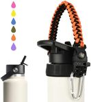 Miracredo Paracord Handle for New Hydro Flask 2.0 Wide Mouth Water Bottle with Rubber Ring & Carabiner, Easy Carry Strap Holder for Hydro Flask Water Bottle, Fit 64oz Hydroflask